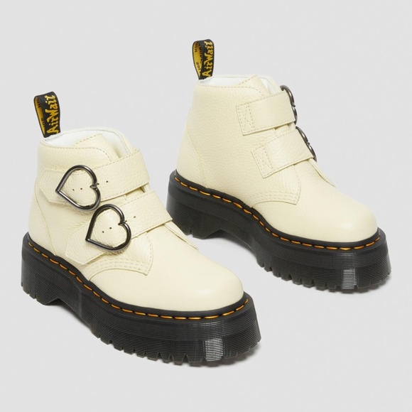 Dr. Martens Women's Devon Heart Platform Quad Retro Toile Cream Nappa Ret. $220! - Picture 5 of 9